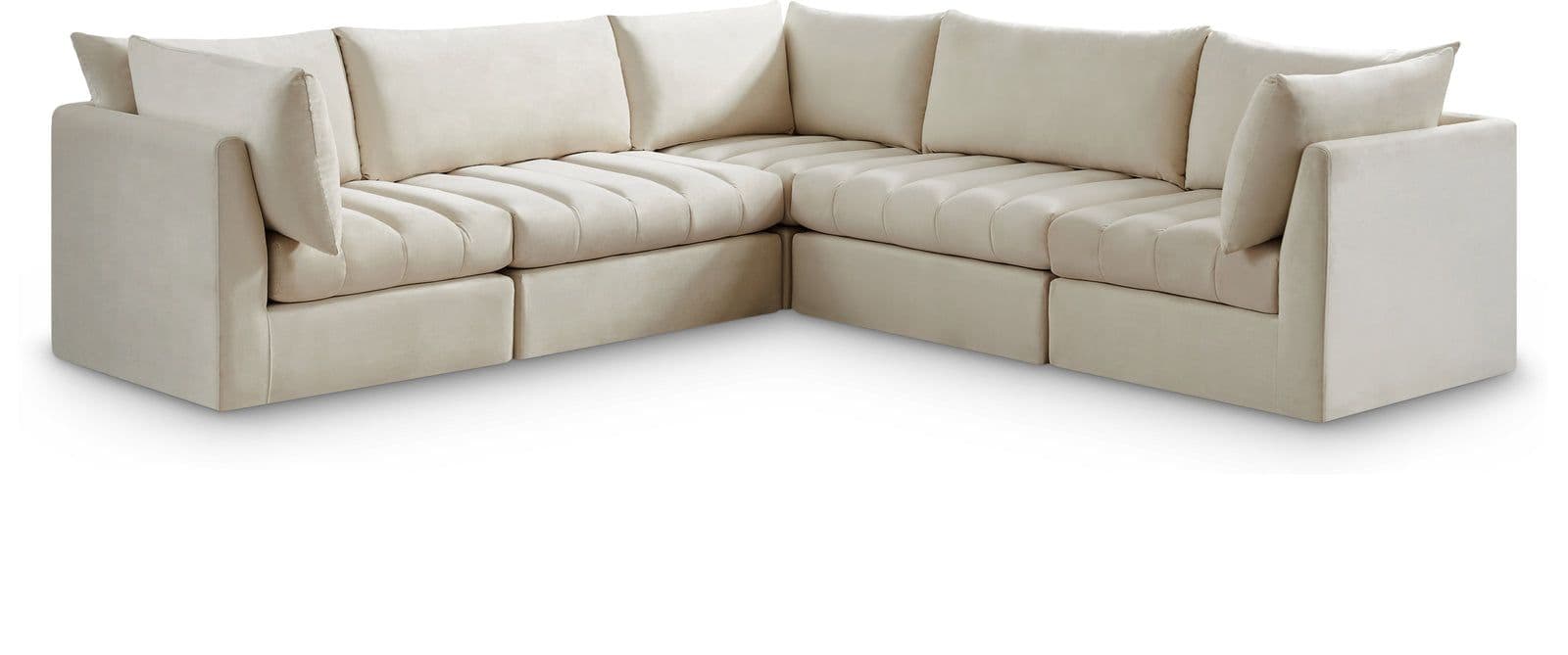 Rowan 103" Cream Velvet Upholstered Sectional, 5-Piece