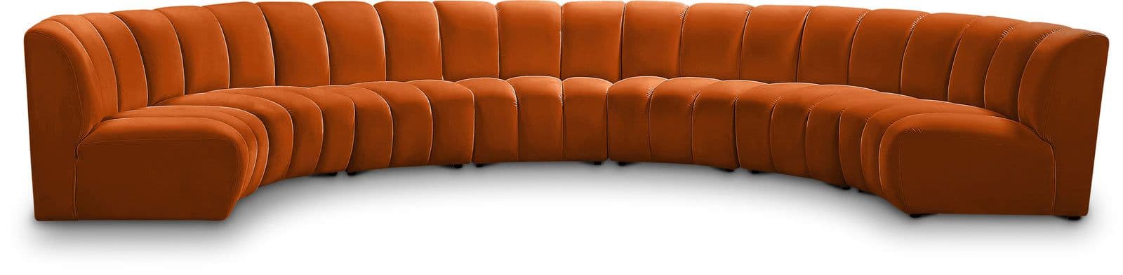 Isolde 178" Cognac Velvet Upholstered Sectional, 7-Piece