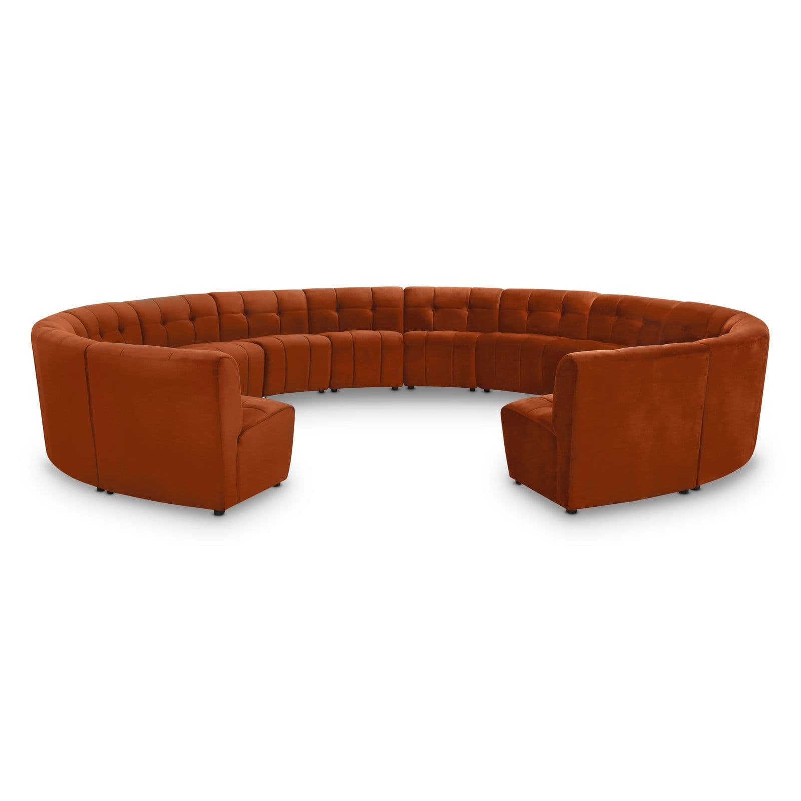 Kira 177.5" Cognac Velvet Upholstered Sectional, 14-Piece