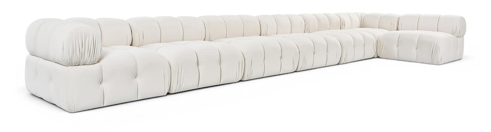 Camden Cream Velvet Performance Fabric Upholstered Sectional, 7-Piece (Style 5) — Vista 1 (1/3)