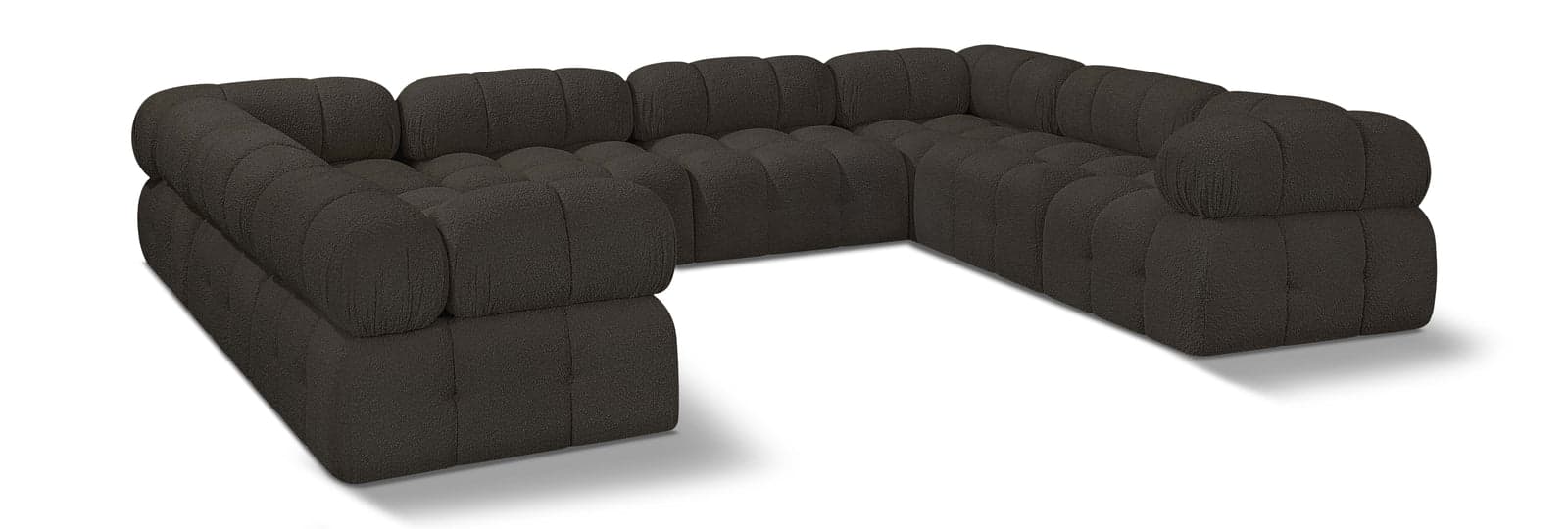 Darcy 136" Brown Boucle Fabric Upholstered Sectional, 8-Piece — Vista 1 (1/3)