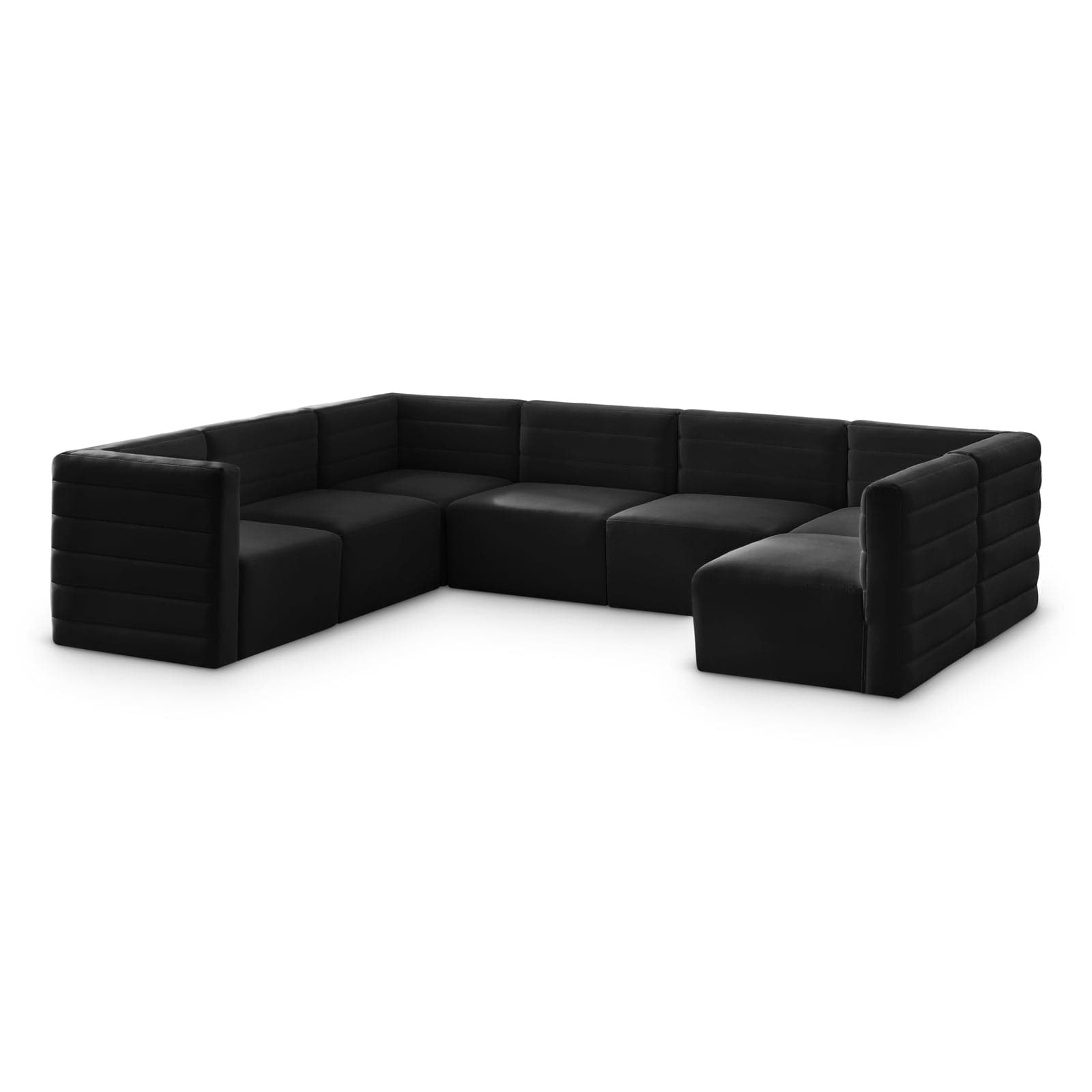 Opal 126" Black Velvet Upholstered Comfort Sectional, 7-Piece — Vista 1 (1/3)