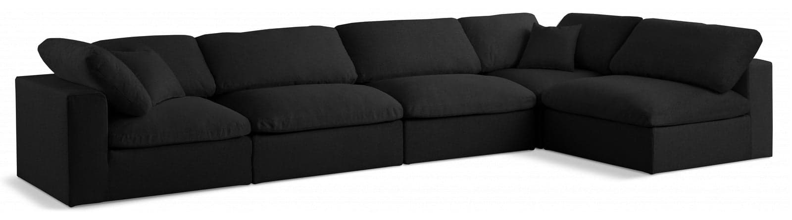 Camden 158" Black Linen Textured Fabric Upholstered Deluxe Comfort Sectional, 5-Piece (Style 2) — Vista 1 (1/3)