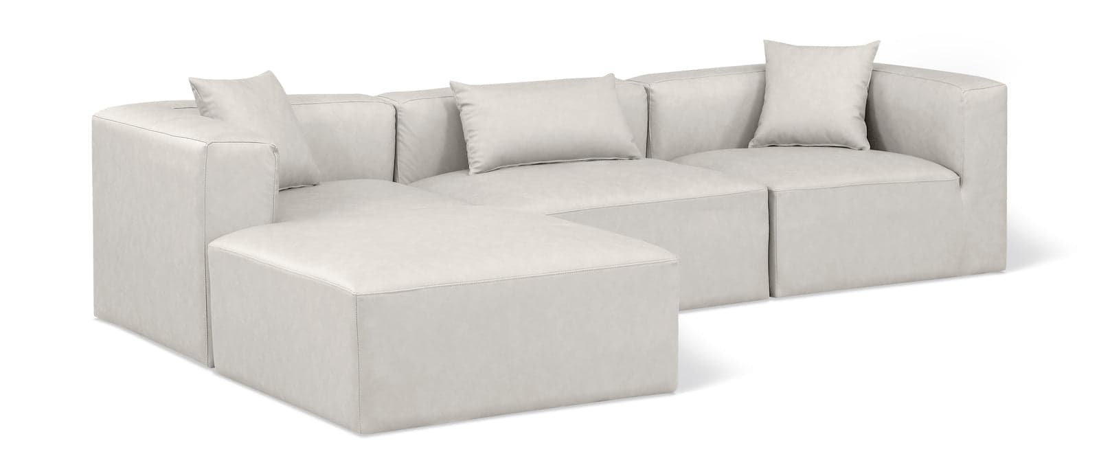 Farrah 108" Cream Vegan Leather Upholstered Sectional, 4-Piece — Vista 1 (1/3)