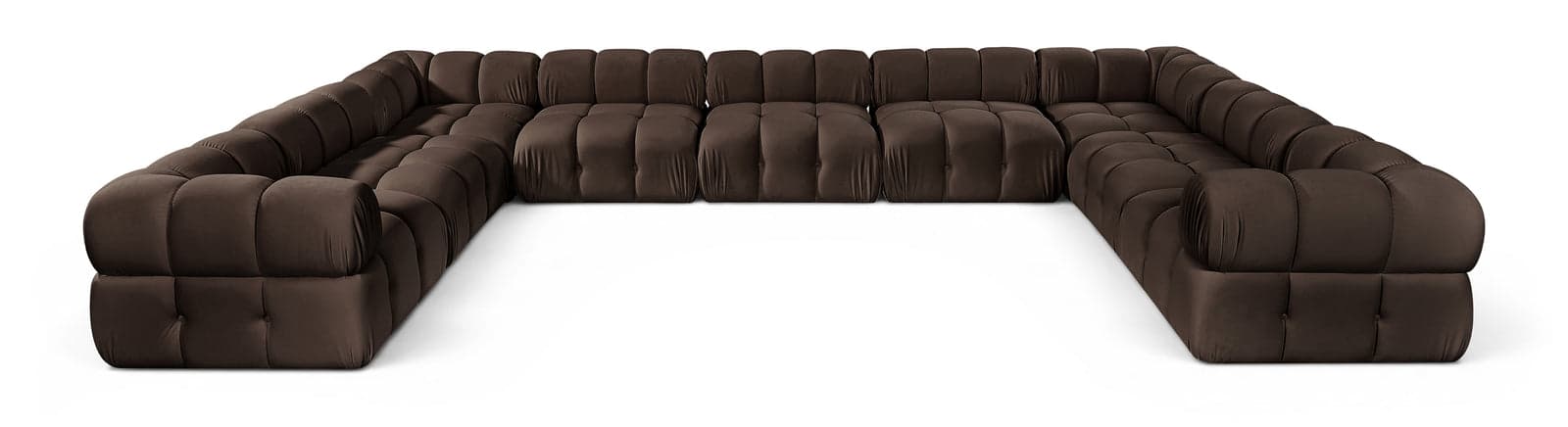 Camden Brown Velvet Performance Fabric Upholstered Sectional, 9-Piece — View 1 (1/3)
