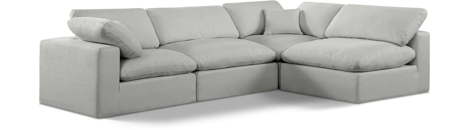 Farrah 119" Grey Linen Textured Fabric Upholstered Sectional, 4-Piece (Style 2) — Vista 1 (1/3)
