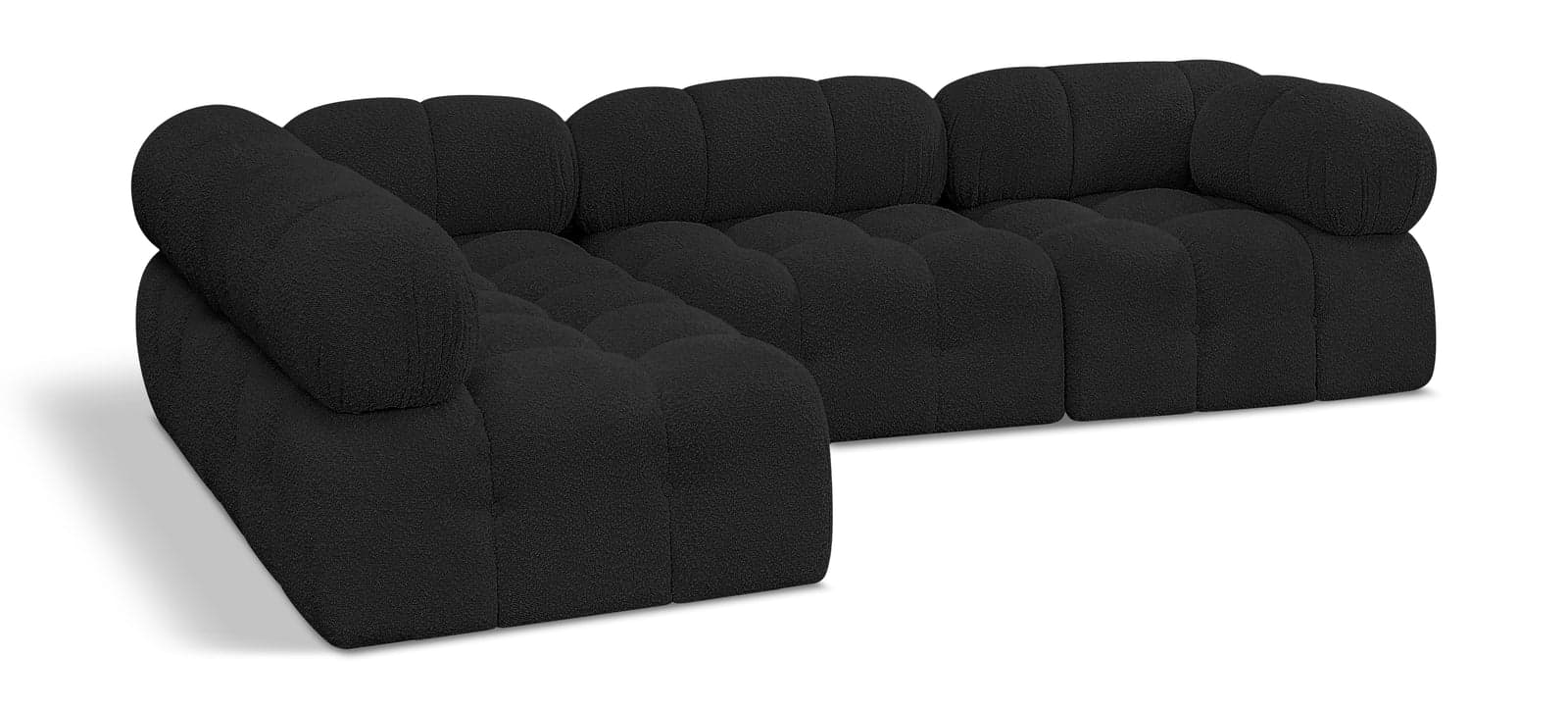 Darcy 102" Black Boucle Fabric Upholstered Sectional, 4-Piece — View 1 (1/3)