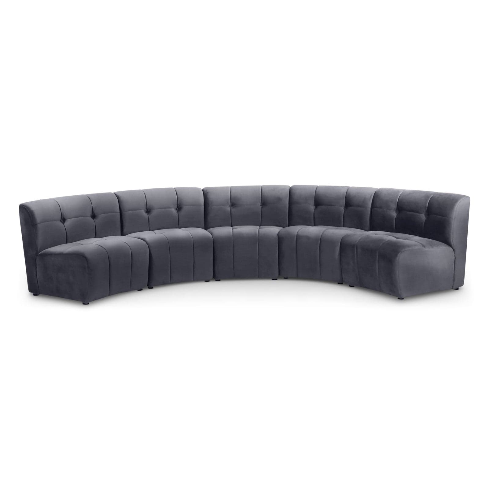Kira 141.5" Grey Velvet Upholstered Sectional, 5-Piece — Vista 1 (1/3)