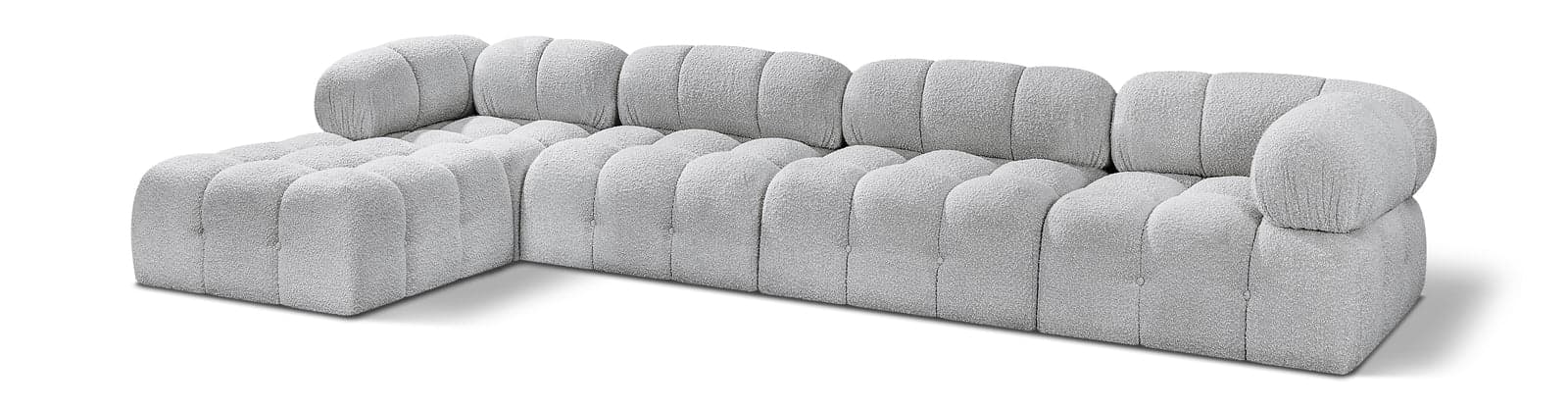Darcy 136" Grey Boucle Fabric Upholstered Sectional, 5-Piece (Style 2) — Vista 1 (1/3)