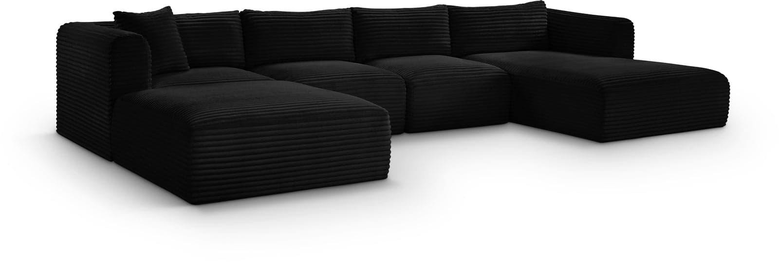 Faye 145" Black Corduroy Performance Fabric Upholstered Sectional, 5-Piece — Vista 1 (1/3)