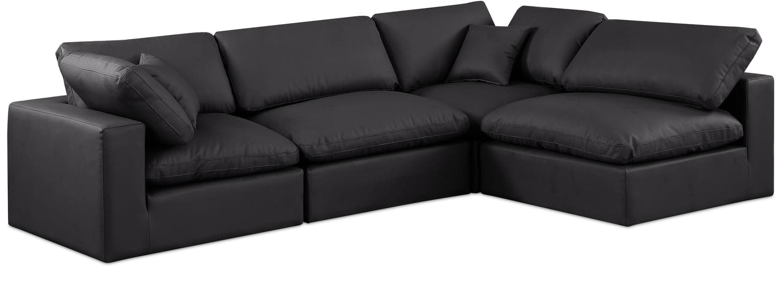 Farrah 119" Black Vegan Leather Upholstered Sectional, 4-Piece (Style 2) — View 1 (1/3)
