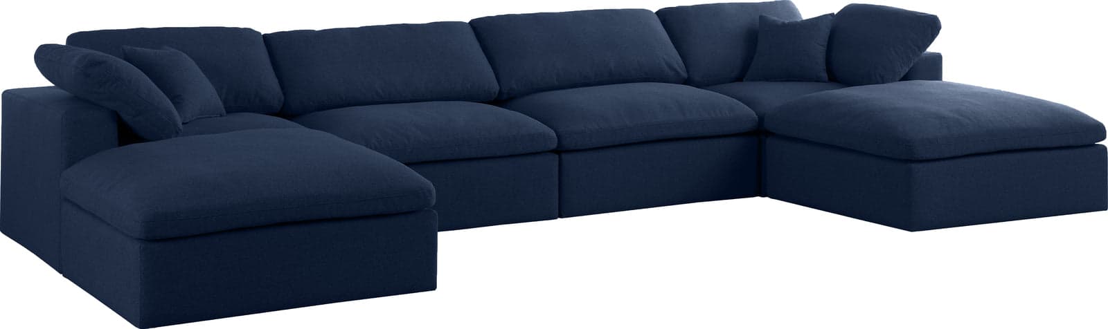 Camden 158" Navy Linen Textured Fabric Upholstered Deluxe Comfort Sectional, 6-Piece (Style 2) — View 1 (1/3)