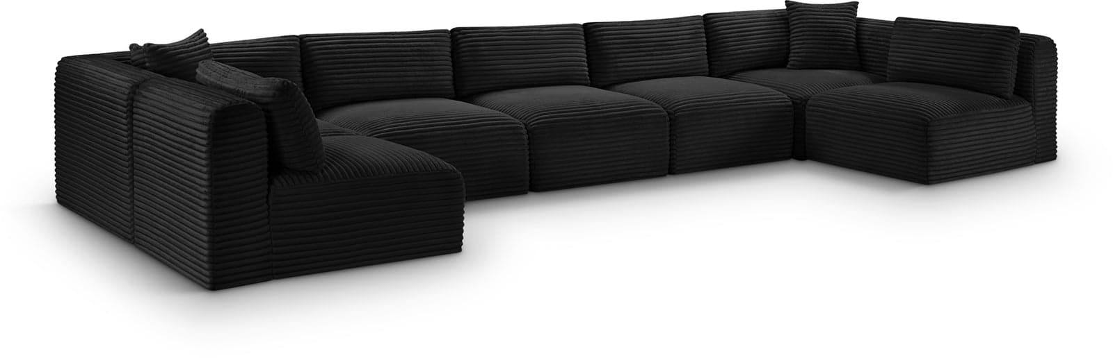 Faye 171" Black Corduroy Performance Fabric Upholstered Sectional, 7-Piece — View 1 (1/3)