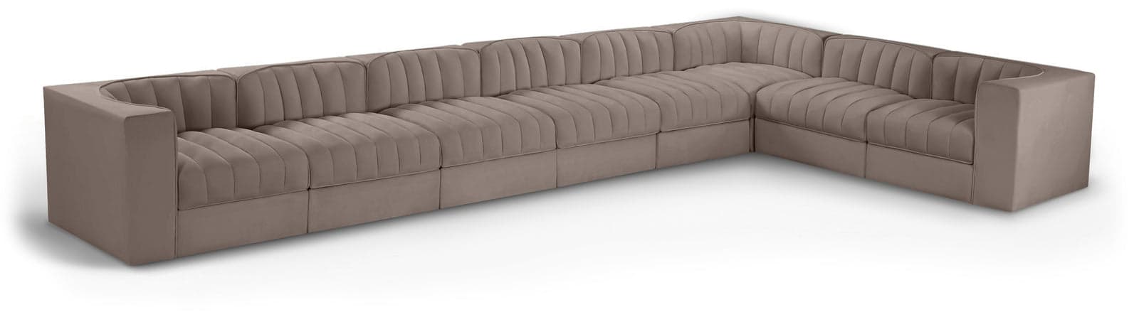 Talia Taupe Velvet Performance Fabric Upholstered Sectional, 8-Piece (Style 3) — Vista 1 (1/3)