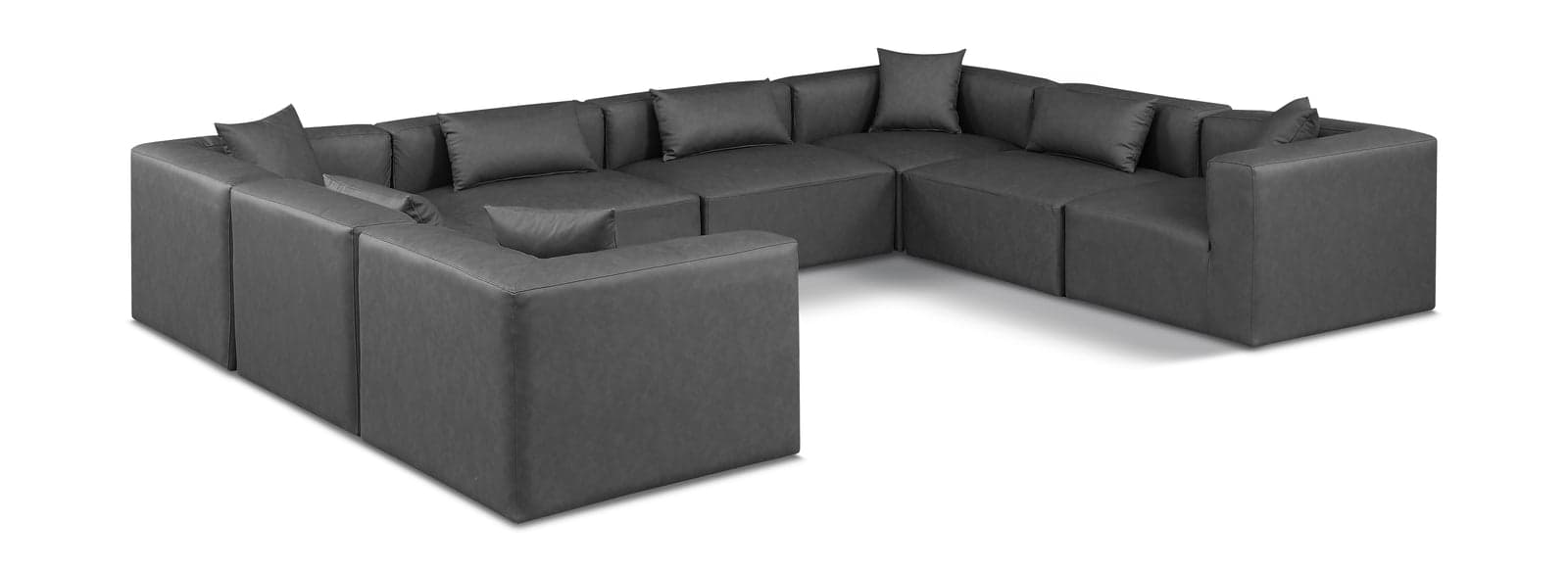 Farrah 144" Charcoal Vegan Leather Upholstered Sectional, 8-Piece — Vista 1 (1/3)
