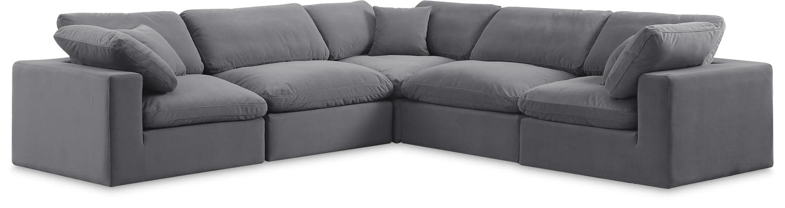 Farrah 119" Grey Velvet Upholstered Sectional, 5-Piece — View 1 (1/3)