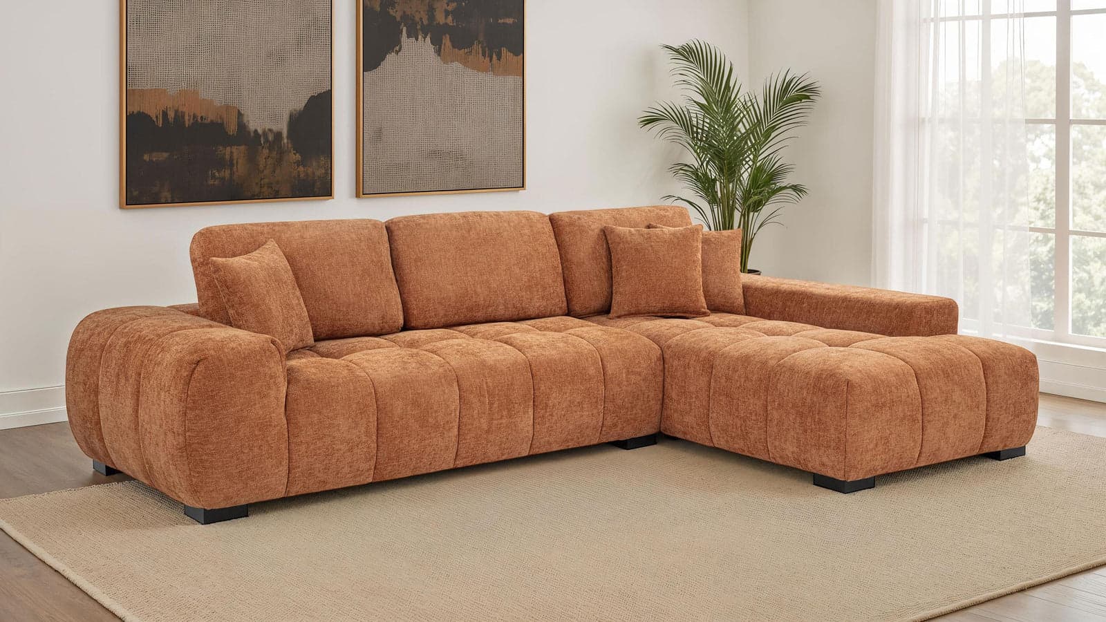 Schwartzman Upholstered Sectional Chaise Sofa Orange — Vista 1 (1/3)