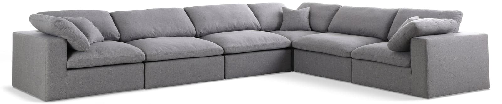 Camden 158" Grey Linen Textured Fabric Upholstered Deluxe Comfort Sectional, 6-Piece — Vista 1 (1/3)