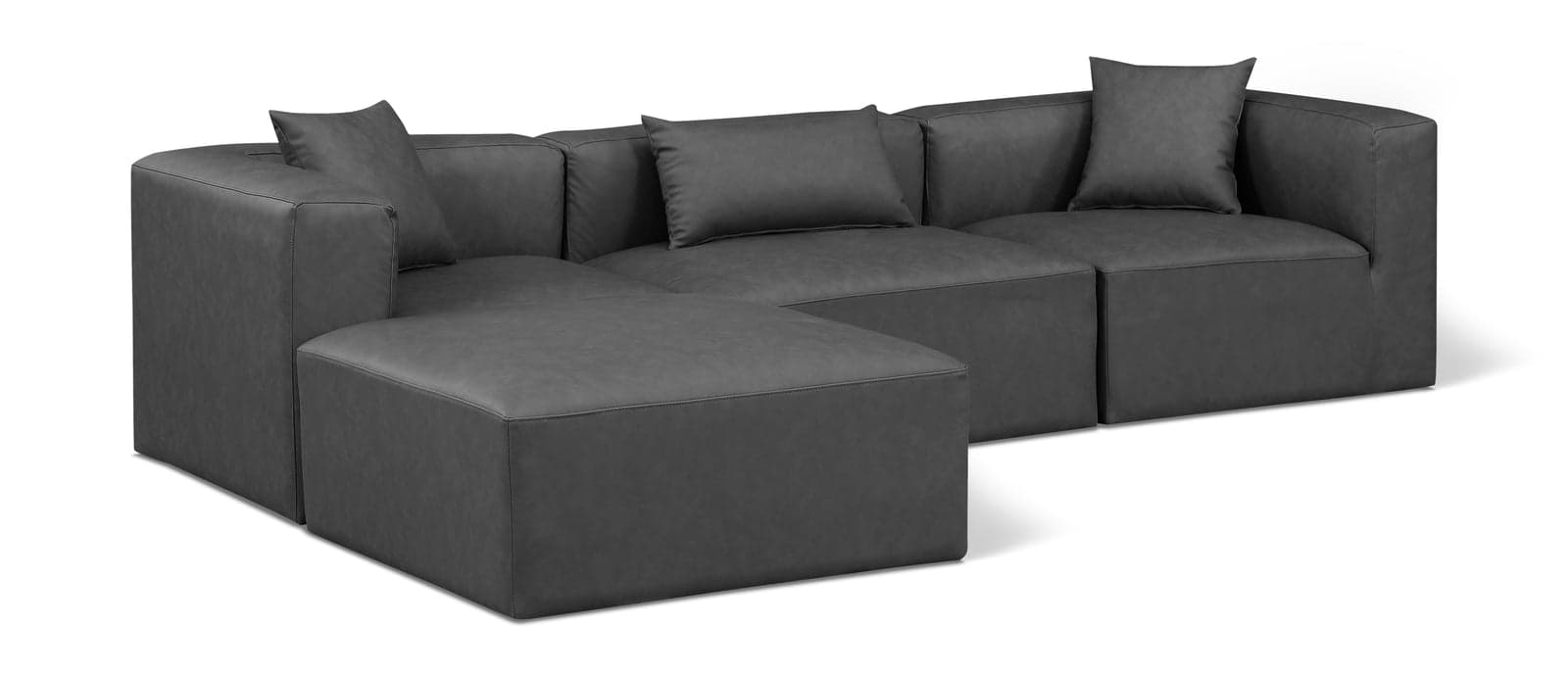 Farrah 108" Charcoal Vegan Leather Upholstered Sectional, 4-Piece — View 1 (1/3)