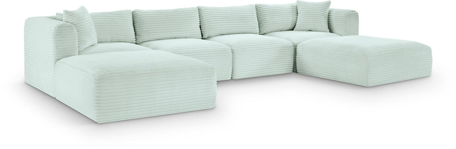 Faye 140" Mint Corduroy Performance Fabric Upholstered Sectional, 6-Piece (Style 4) — Vista 1 (1/3)