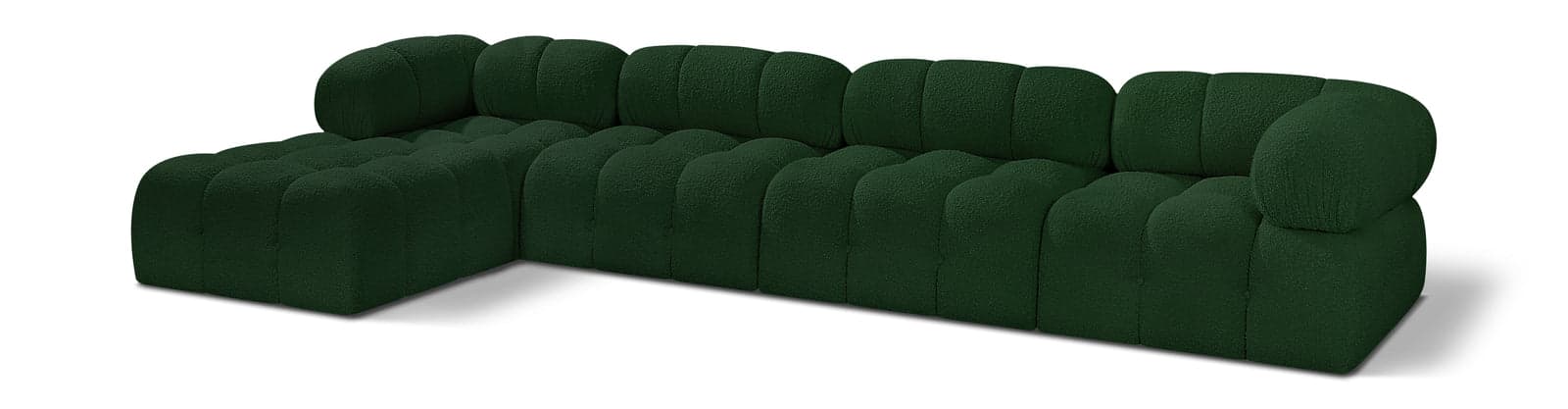 Darcy 136" Green Boucle Fabric Upholstered Sectional, 5-Piece (Style 2) — Vista 1 (1/3)
