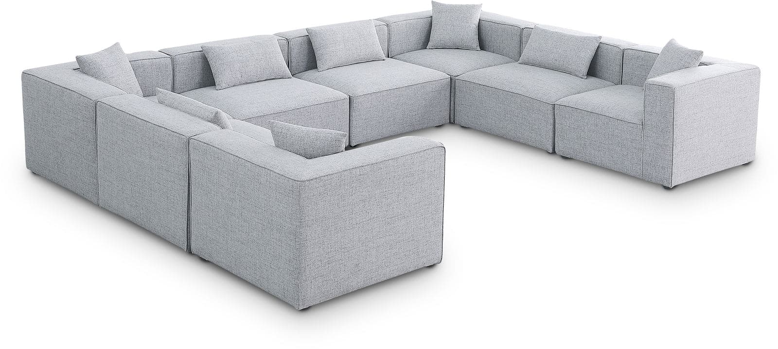 Farrah 144" Grey Fabric Upholstered Sectional, 8-Piece — Vista 1 (1/3)