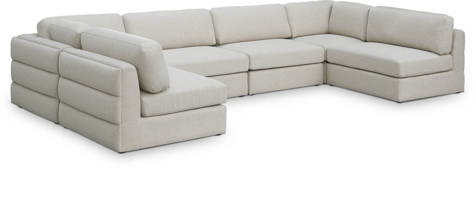 Celeste 152" Beige Linen Textured Fabric Upholstered Sectional, 6-Piece — Vista 1 (1/3)