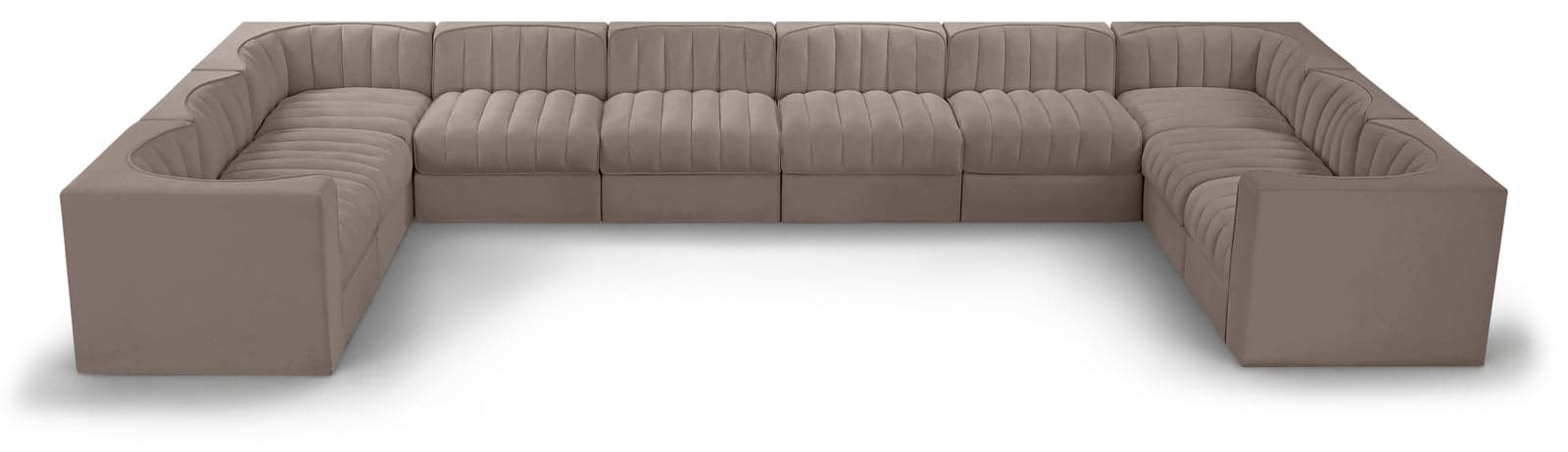 Talia Taupe Velvet Performance Fabric Upholstered Sectional, 10-Piece — Vista 1 (1/3)