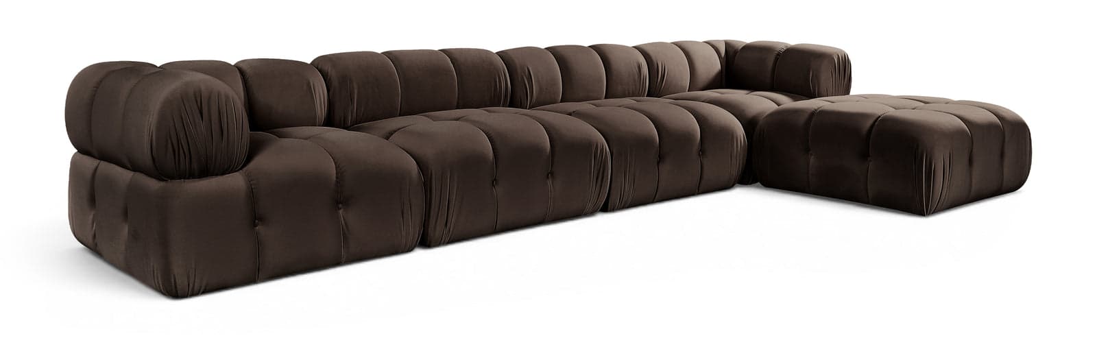 Camden Brown Velvet Performance Fabric Upholstered Sectional, 5-Piece — Vista 1 (1/3)