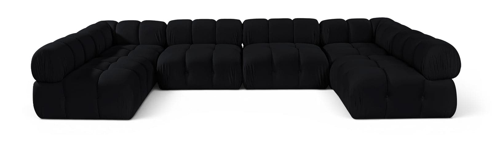 Camden Black Velvet Performance Fabric Upholstered Sectional, 6-Piece (Style 3) — View 1 (1/3)
