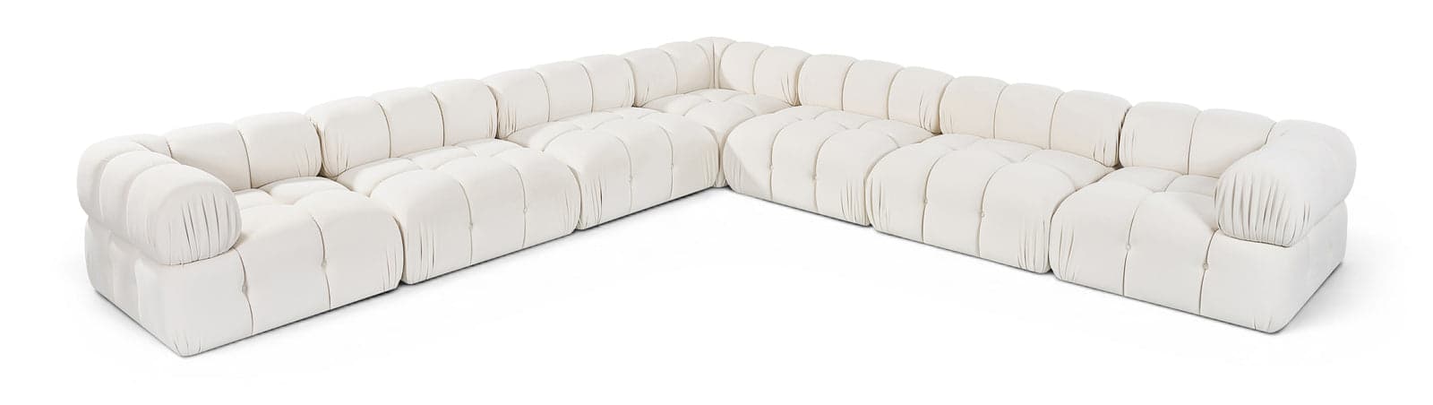 Camden Cream Velvet Performance Fabric Upholstered Sectional, 7-Piece — Vista 1 (1/3)