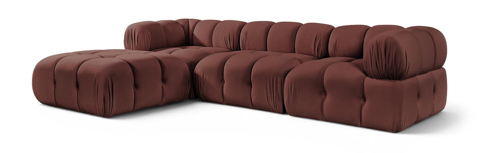 Camden Rose Velvet Performance Fabric Upholstered Sectional, 4-Piece (Style 2) — Vista 1 (1/3)