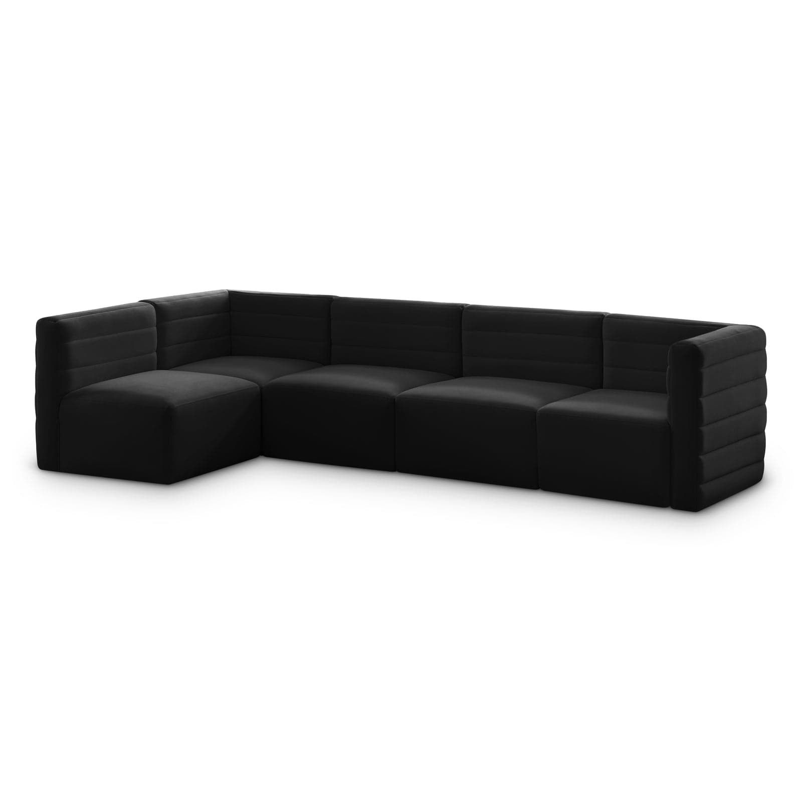 Opal 126" Black Velvet Upholstered Comfort Sectional, 5-Piece — View 1 (1/3)