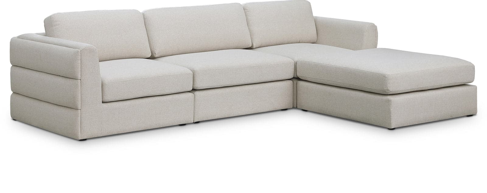 Celeste 114" Beige Linen Textured Fabric Upholstered Sectional, 4-Piece — Vista 1 (1/3)