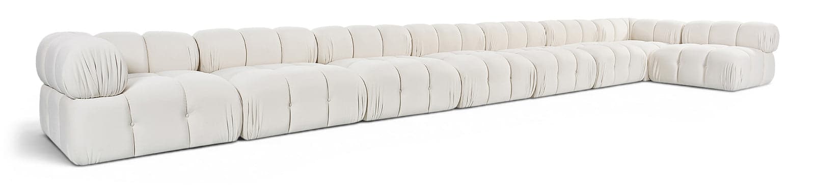 Camden Cream Velvet Performance Fabric Upholstered Sectional, 8-Piece (Style 4) — Vista 1 (1/3)