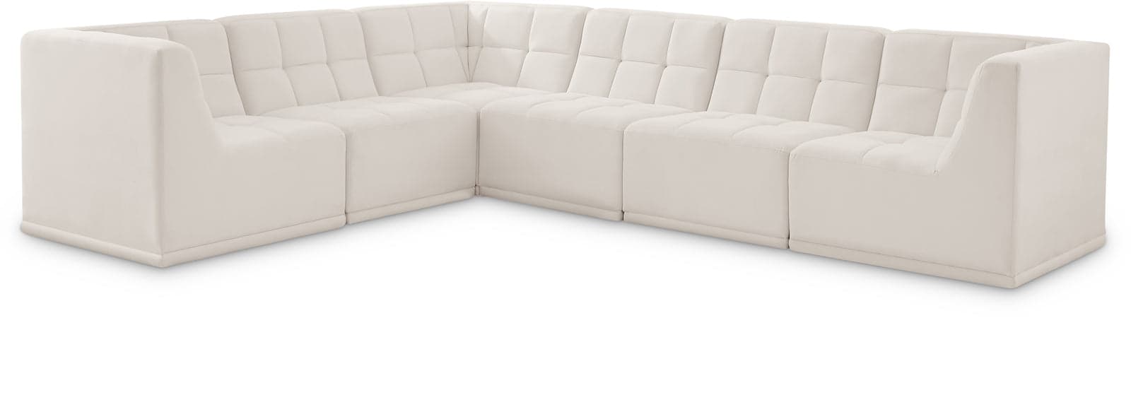 Jolie 128" Cream Velvet Upholstered Sectional, 6-Piece — Vista 1 (1/3)