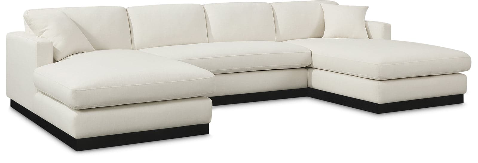 Bellamy 127" Cream Linen Textured Fabric Upholstered Sectional, 3-Piece (Style 2) — View 1 (1/3)