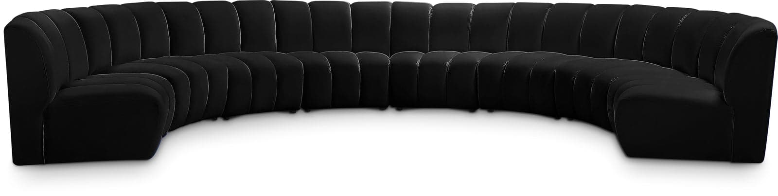 Isolde 178" Black Velvet Upholstered Sectional, 8-Piece — Vista 1 (1/3)