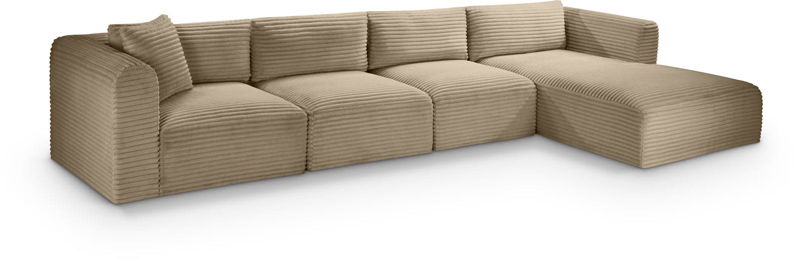 Faye 145" Taupe Corduroy Performance Fabric Upholstered Sectional, 4-Piece — View 1 (1/3)