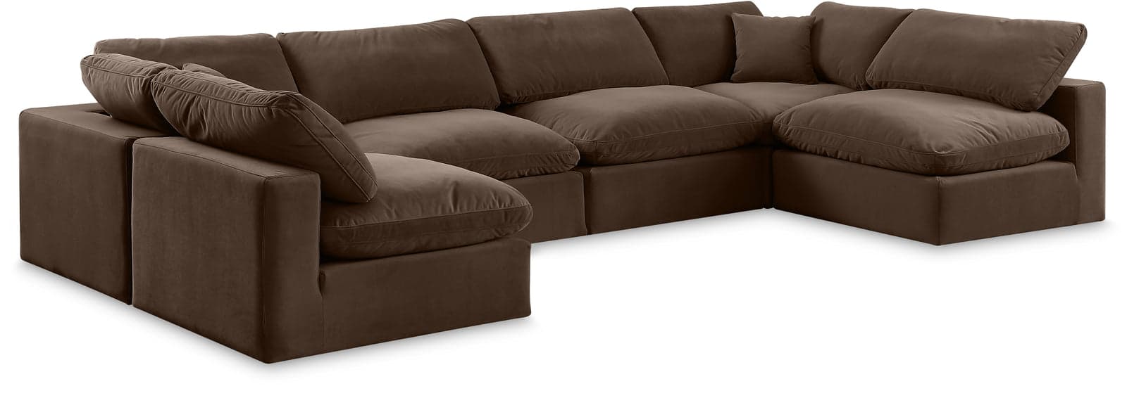 Farrah 158" Brown Velvet Upholstered Sectional, 6-Piece (Style 3) — Vista 1 (1/3)