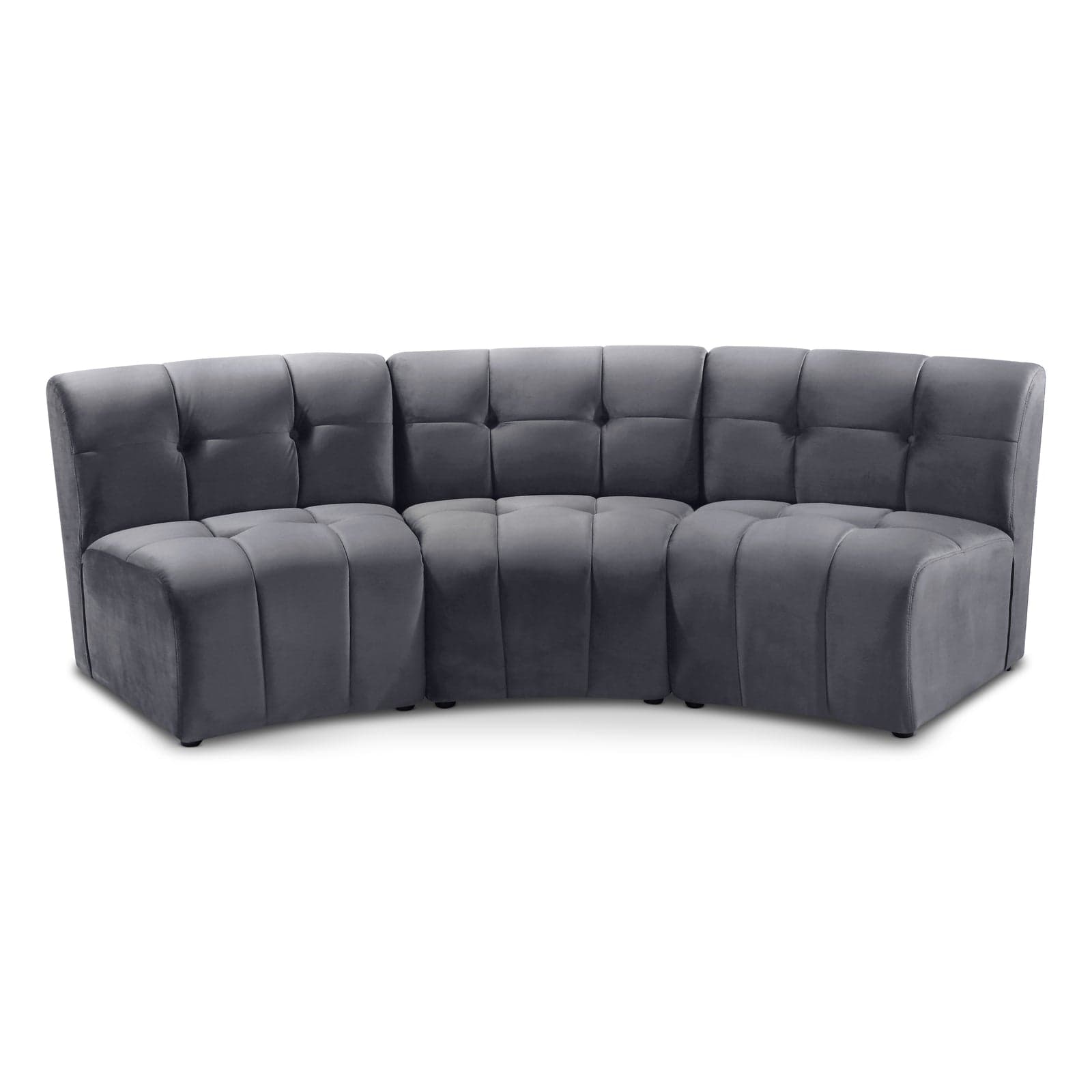 Kira 94" Grey Velvet Upholstered Sectional, 3-Piece — Vista 1 (1/3)
