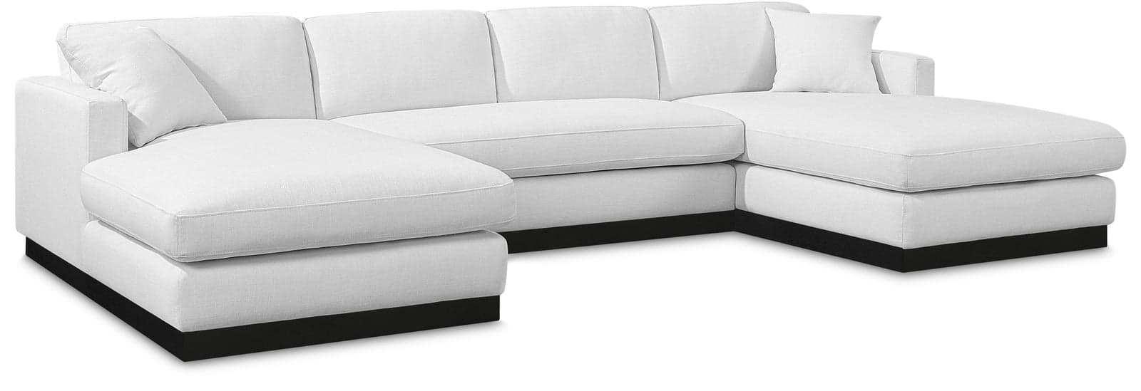 Bellamy 127" White Linen Textured Fabric Upholstered Sectional, 3-Piece (Style 2) — View 1 (1/3)