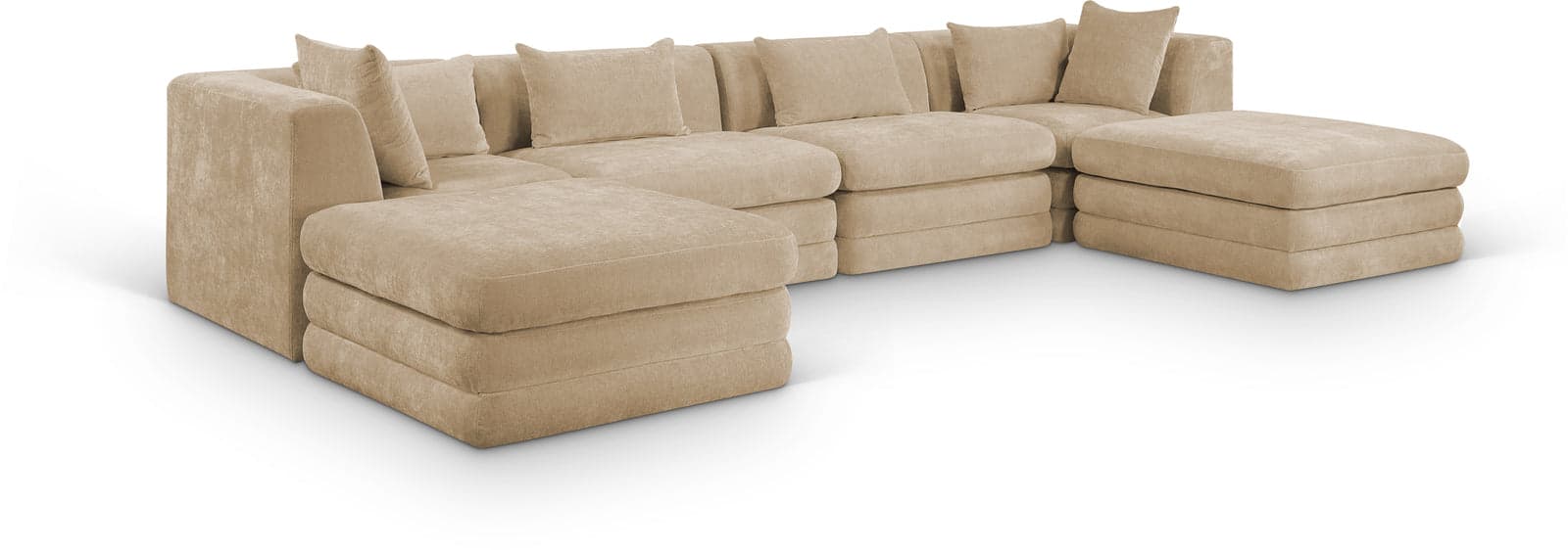 Willow 152" Beige Chenille Fabric Upholstered 6Pc. Sectional, 6-Piece (Style 2) — Vista 1 (1/3)