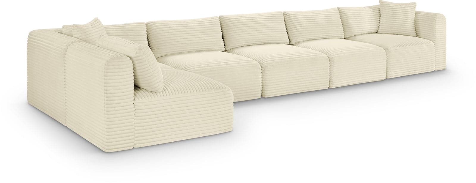 Faye 171" Cream Corduroy Performance Fabric Upholstered Sectional, 6-Piece — Vista 1 (1/3)
