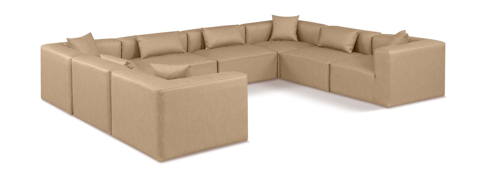 Farrah 144" Tan Vegan Leather Upholstered Sectional, 8-Piece — Vista 1 (1/3)