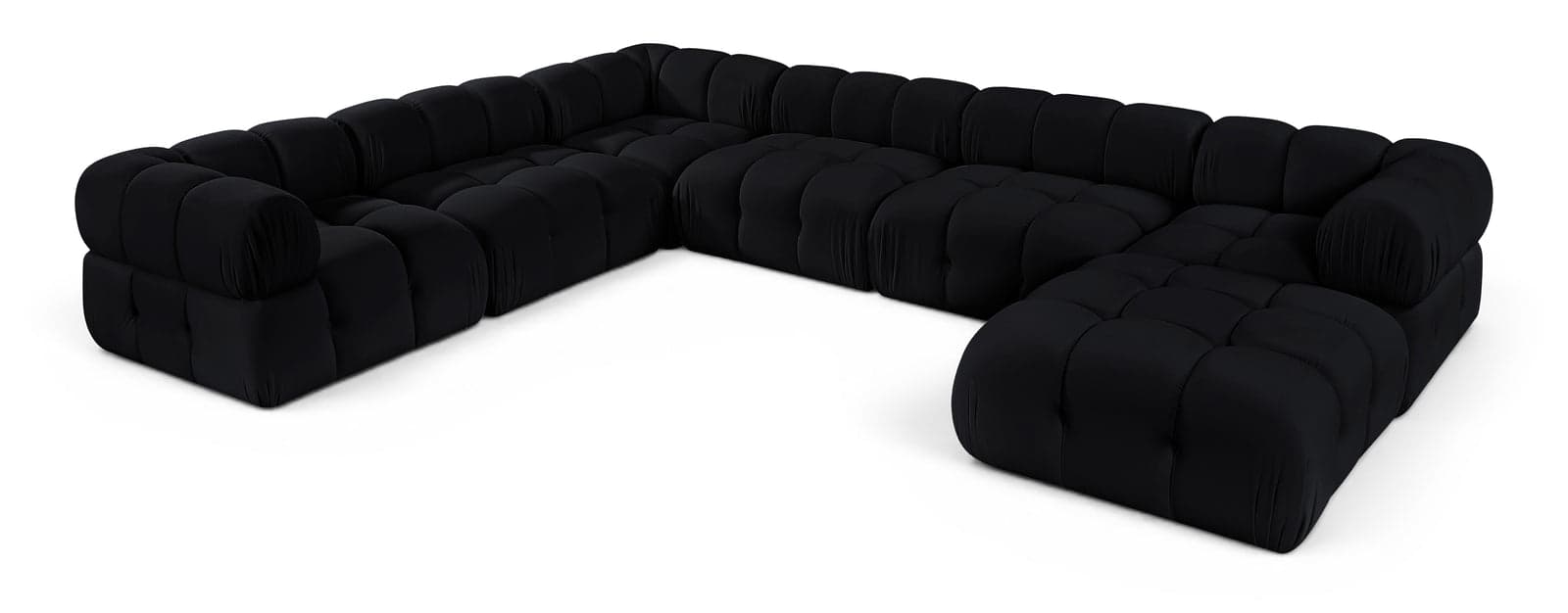 Camden Black Velvet Performance Fabric Upholstered Sectional, 7-Piece (Style 7) — Vista 1 (1/3)