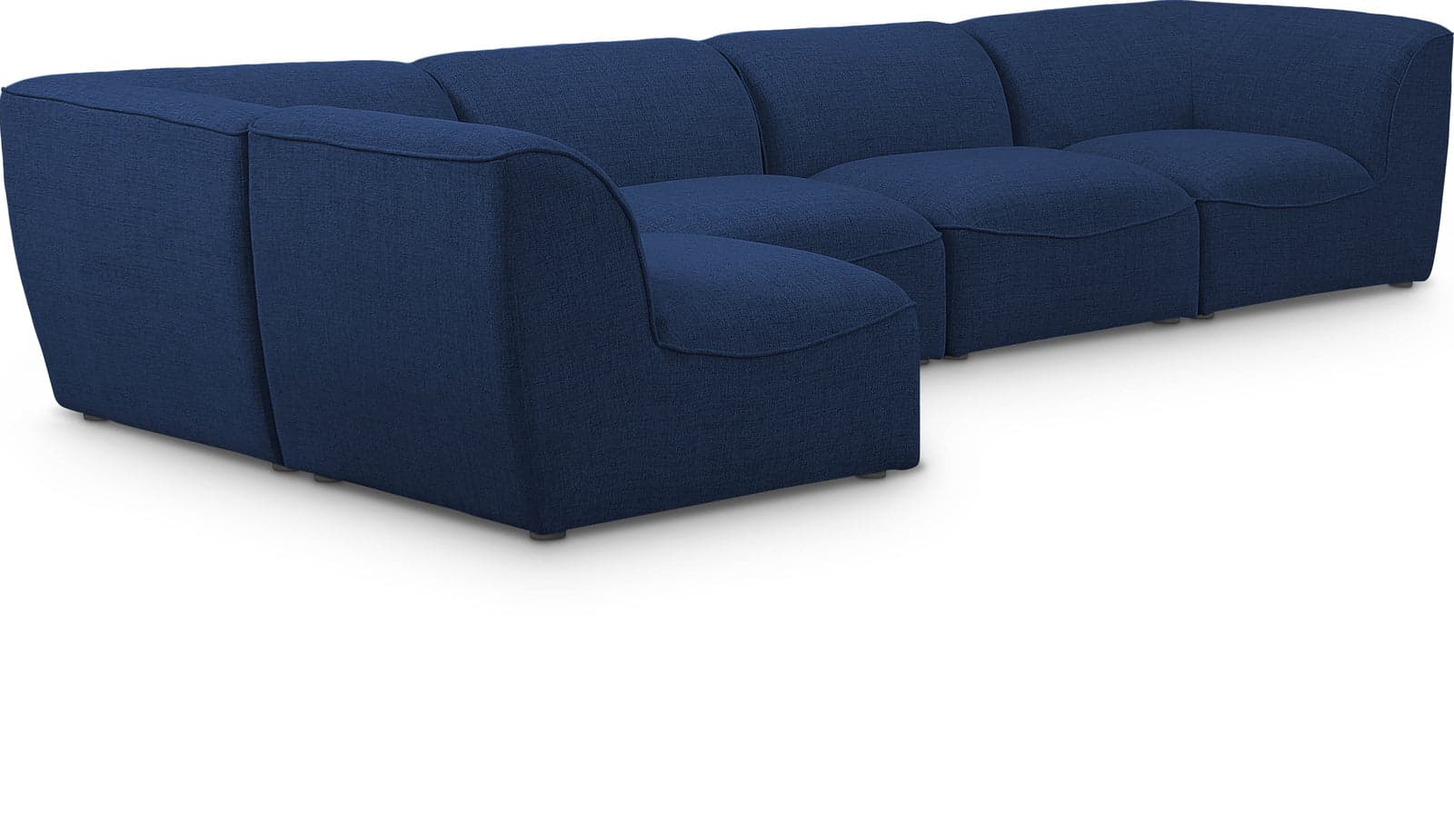 Greer 142" Navy Linen Textured Fabric Upholstered Sectional, 5-Piece (Style 2) — Vista 1 (1/3)