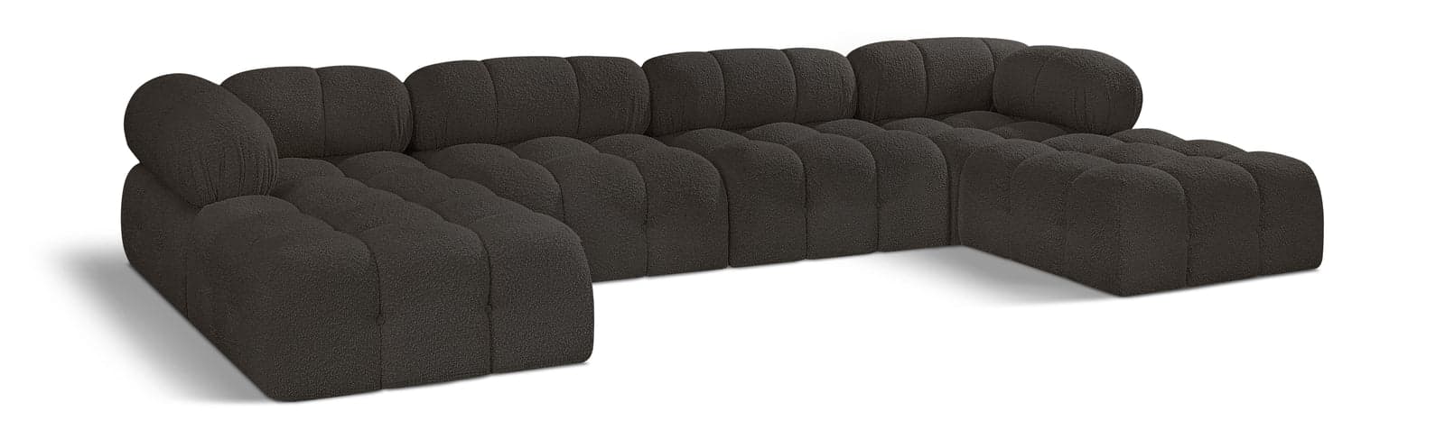 Darcy 136" Brown Boucle Fabric Upholstered Sectional, 6-Piece (Style 3) — Vista 1 (1/3)