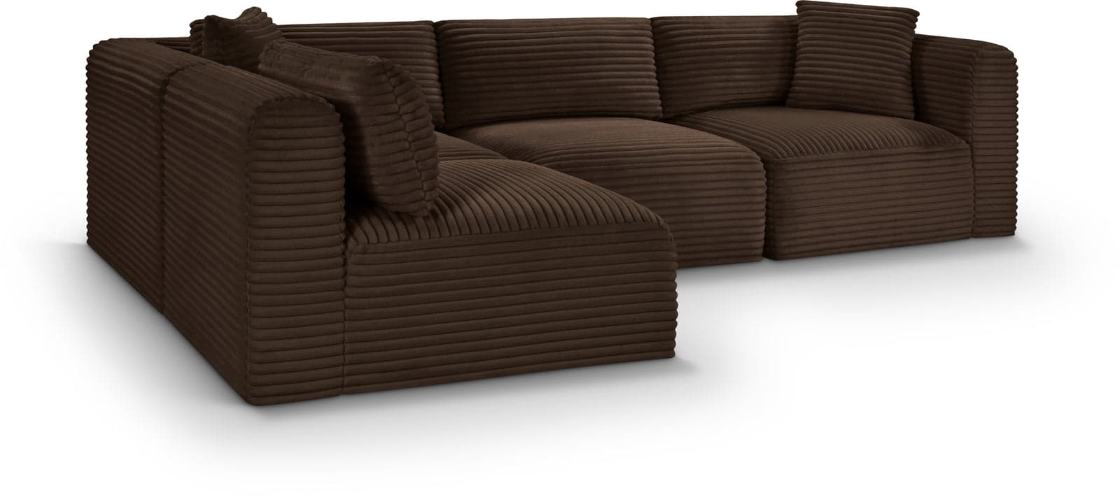 Faye 109" Brown Corduroy Performance Fabric Upholstered Sectional, 4-Piece (Style 2) — View 1 (1/3)