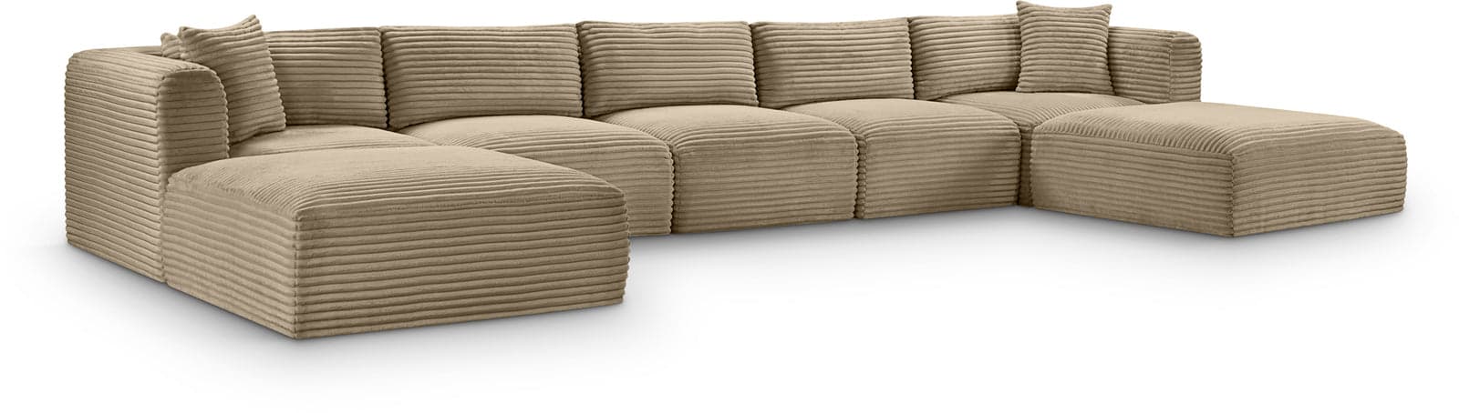 Faye 171" Taupe Corduroy Performance Fabric Upholstered Sectional, 7-Piece (Style 2) — View 1 (1/3)